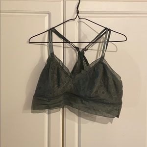 aerie Olive Green Floral Lace Bralette